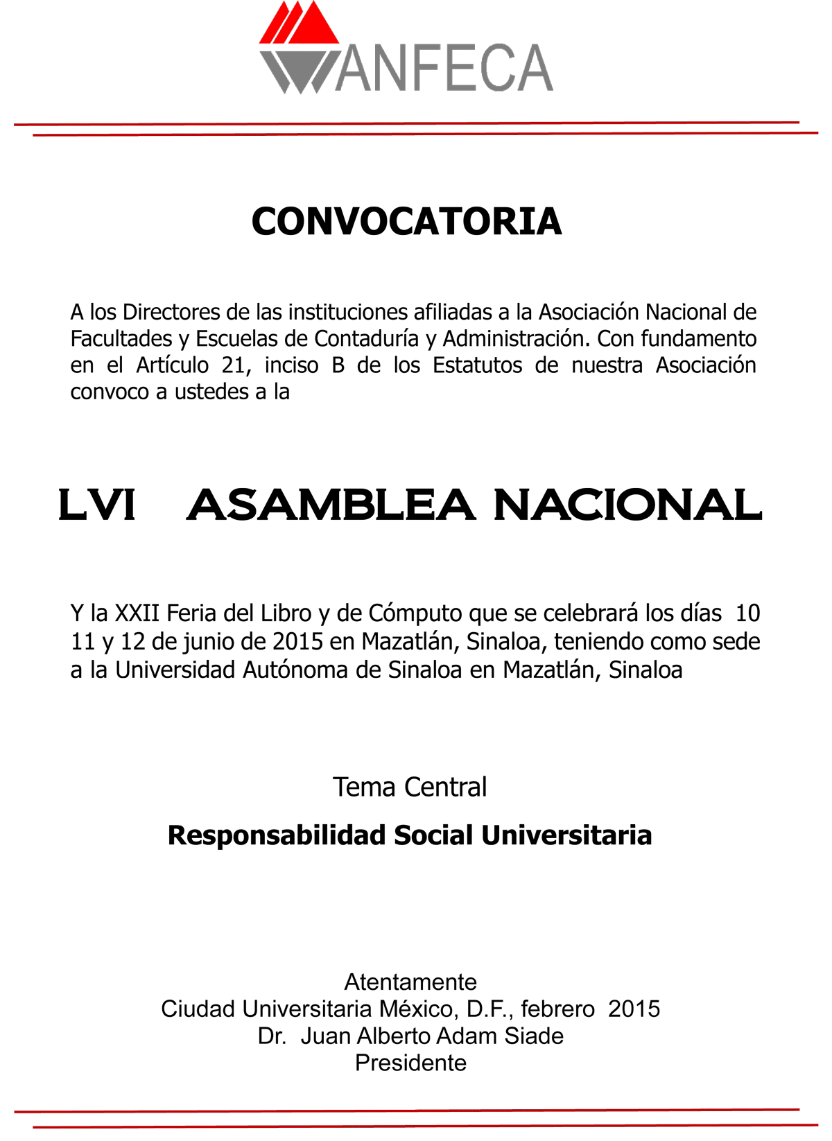 Convocatoria OFICIAL